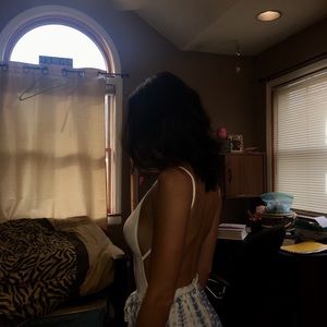 White backless body suit